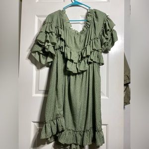Green off the shoulder dress
